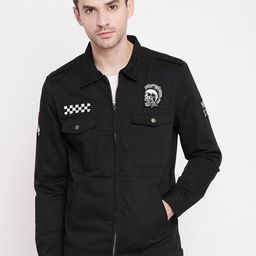 PUNK Men Black Printed Lightweight Jacket-image-1