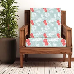 STITCHNEST Turquoise Blue & Red 10 Pieces Floral Printed Cotton Sofa Covers-13