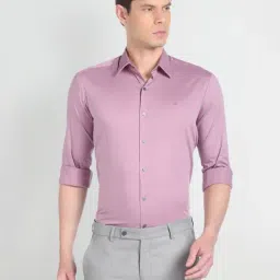 arrow new york Arrow Newyork Pink Cotton Slim Fit Striped Shirt-picture-0