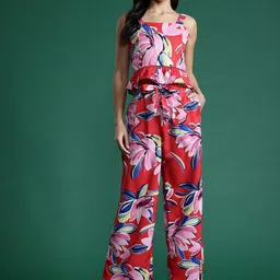 DressBerry Women Floral Printed Smocked Top with Trousers Co-Ord Set-picture-32