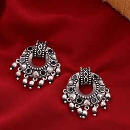 Voylla Silver-Toned Classic Drop Earrings-28
