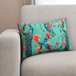 SEJ by Nisha Gupta Green Single Floral Rectangle Cushion Covers-39