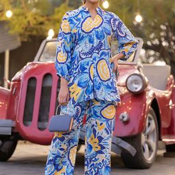 PIRRA DESIGNS Floral Printed Mandarin Collar Tunic With Trousers-image-58