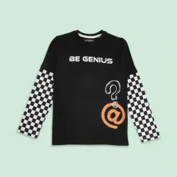 Pantaloons Junior Black & White Cotton Printed Full Sleeves T-Shirt-picture-43