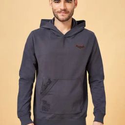 Urban Ranger by Pantaloons Dark Grey Cotton Regular Fit Hooded Sweatshirt-32