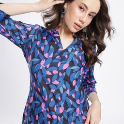 Anouk Rustic Mandarin Collar Tropical Printed Straight Kurti-10