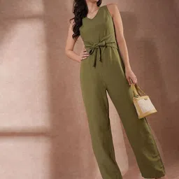 Globus Women V-Neck Cotton Basic Jumpsuit-image-34