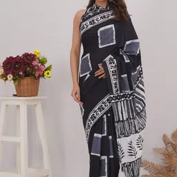 Vanedik Floral Pure Cotton Block Print Saree-image-36