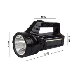 Globex 1200 mAh Solar Rechargeable LED Torch with Long Distance Flash (Black) image 4