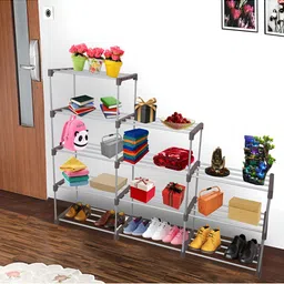 Decent Hut Brown 12 Tier Stainless Steel Shoe Rack image 3