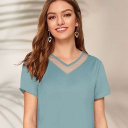 DressBerry Women Solid V-Neck T-shirt-image-94