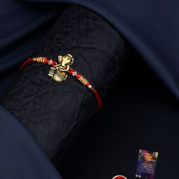 Silver Shine Red & Gold Toned 1 Rakhi With Roli Chawal Greeting Card-image-82
