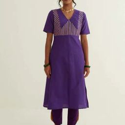 Abhishti Purple Striped Straight Kurta-image-99