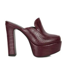 Rag & Co Women's Burgundy Mule Shoes-image-5