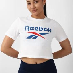 Reebok White Cotton Printed Crop Top-image-116
