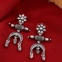 Voylla Silver-Toned Classic Drop Earrings-31