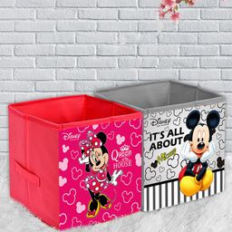 Kuber Industries Set Of 2 Disney Printed Foldable Extra Large Storage Cube Organisers-18