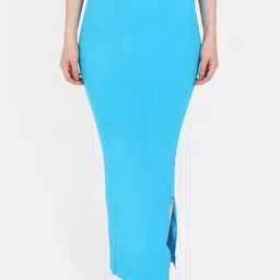 Beau Design Women Turquoise Blue Solid Saree Shapewear-image-99