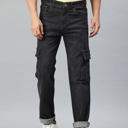 Rodamo Men Relaxed Fit Stretchable Cargo Jeans-image-10