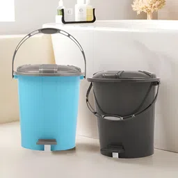 Kuber Industries Blue & Black 2 Pieces Pedal Dust Bins-42