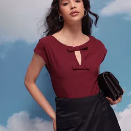 CORSICA Extended Sleeves Satin-Finish Top-image-80