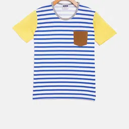 Duke Boys White & Blue Striped Round Neck T-shirt-image-52