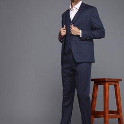 Louis Philippe Men Textured Single-Breasted Slim Fit 3-Piece Formal Suit-image-74