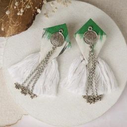 Teejh Ethnic Vallari Green Tassel Dangler Earring-13