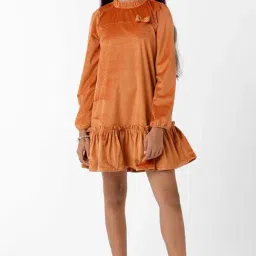 Kate & Oscar Kids Tan Applique Full Sleeves Dress-image-43