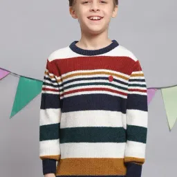 Monte Carlo Kids Multicolor Striped Full Sleeves Sweater-picture-25
