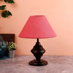Devansh Pink & Black Self Design Frustum Table Lamp-27