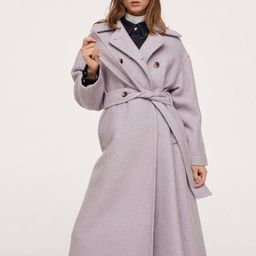 MANGO Women Lavender Solid Double-Breasted Boucle Longline Trench Coat-picture-48