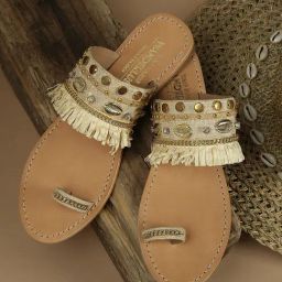 Tao Paris Women's Cairo Beige Toe Ring Sandals-image-44
