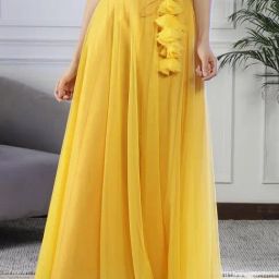 NEUDIS Yellow Maxi Lehenga Skirt-picture-13