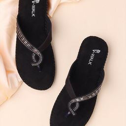 V-WALK Women Embellished T-Strap Flats-32