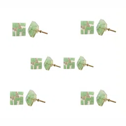 Indianshelf 6Pcs Green Textured Resin Square Knobs-image-25