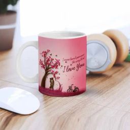 eCraftIndia Pink Ceramic Couple Under Tree Printed Coffee Mug (0.25 L)-27