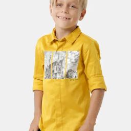 Kate & Oscar Kids Yellow & White Printed Full Sleeves Shirt-image-23