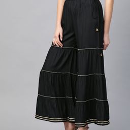 YASH GALLERY Women Black Solid Sharara-image-79