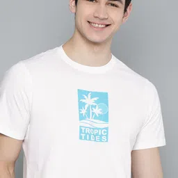 mast & harbour Mast  Harbour Men White  Blue Printed Round Neck Pure Cotton T-shirt-picture-47