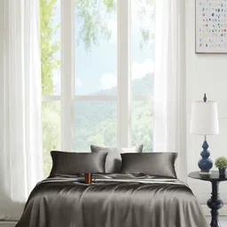THE LINEN COMPANY Grey 300 TC Bamboo Queen Bedsheet Set 2.28 m x 2.54 m-image-12