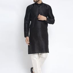 Jompers Men Black & White Solid Kurta with Churidar-picture-41