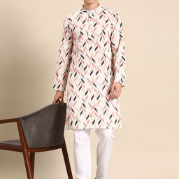 Anouk Men Embroidered Regular Sequinned Pure Cotton Kurta with Pyjamas-picture-3