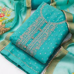 TAVAS Floral Embroidered Zari Unstitched Dress Material-picture-16