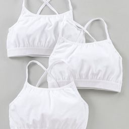 Red Rose Singlet Sleeve Cotton Solid Bralette Pack of 3 - White-image-13
