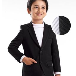 Mark & Mia Woven Full Sleeves Party Blazer with Pocket Detailing & Hi-Neck Inner Tee - Black & White-image-52