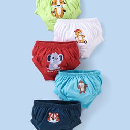 Doodle Poodle 100% Cotton Knit Briefs with Animal Print Pack of 5 - Multicolour-image-57