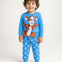 Babyhug Disney Single Jersey Knit Full Sleeves Night Suit With Tigger Graphics - Light Blue-image-97