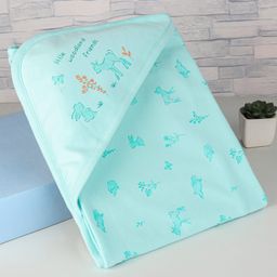 Zero Interlock Knit Hooded Towel With Animal Print L 80 x B 80 cm - Aqua Blue-picture-5
