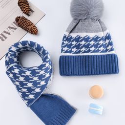 Babyhug Pom Pom Woollen Cap with Muffler & Design Navy Blue - Diameter 11.5 cm-image-29